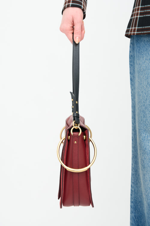 Chloé Red Leather & Suede Medium Roy Crossbody Bag