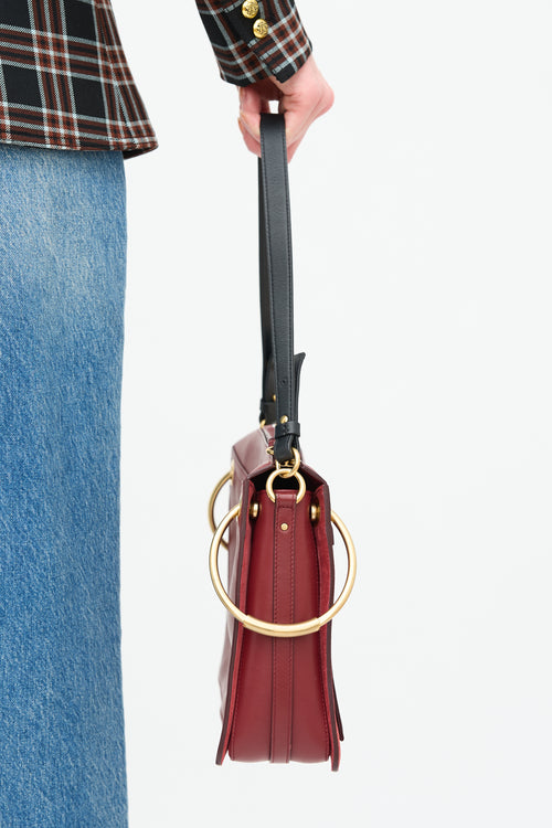 Chloé Red Leather & Suede Medium Roy Crossbody Bag