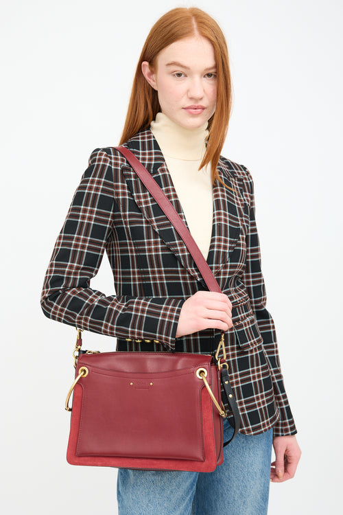 Chloé Red Leather & Suede Medium Roy Crossbody Bag