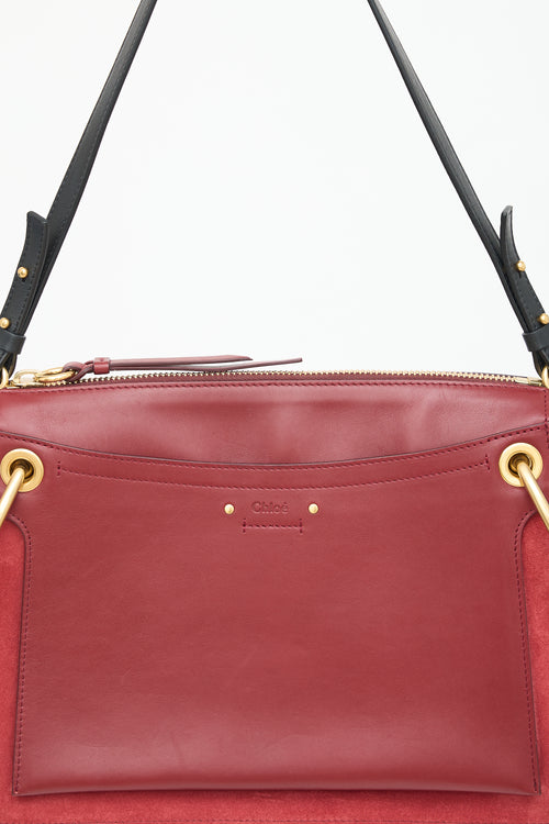 Chloé Red Leather & Suede Medium Roy Crossbody Bag