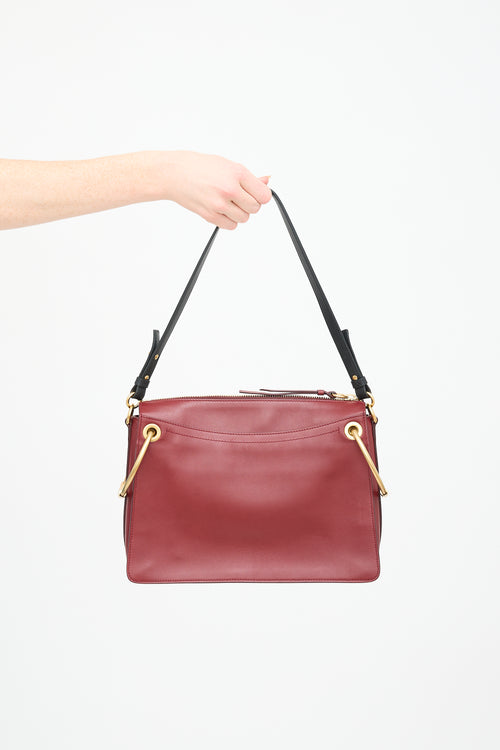 Chloé Red Leather & Suede Medium Roy Crossbody Bag