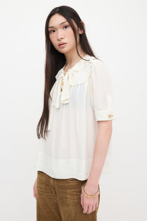 Chloé Ruffled Short Sleeve Blouse