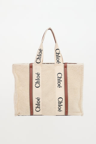 Chloé Shearling Large Woody Tote Bag
