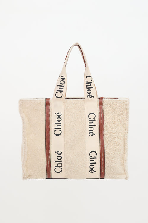 Chloé Shearling Large Woody Tote Bag