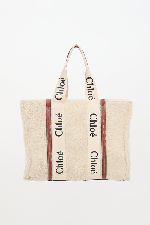 Chloé Shearling Large Woody Tote Bag