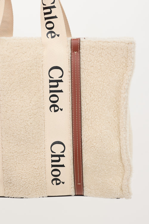 Chloé Shearling Large Woody Tote Bag