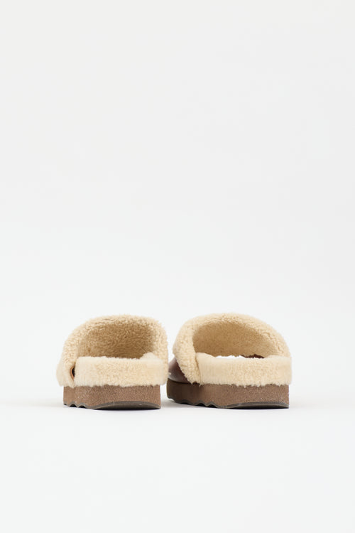 Chloé Shearling & Leather Wavy Slide