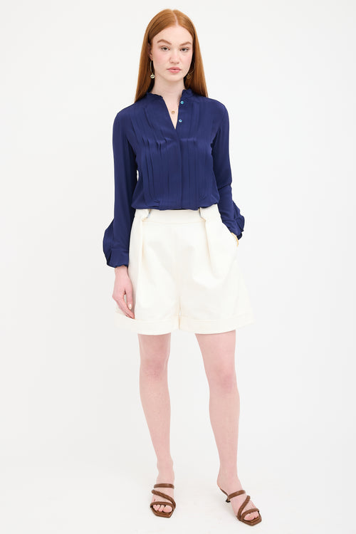 Chloé Silk Pleated Placket Blouse