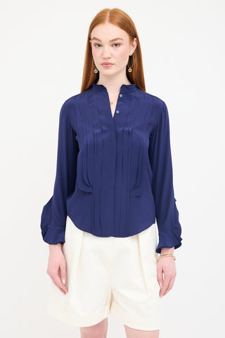 Chloé Silk Pleated Placket Blouse