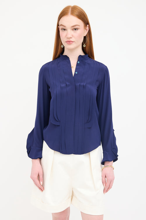 Chloé Silk Pleated Placket Blouse