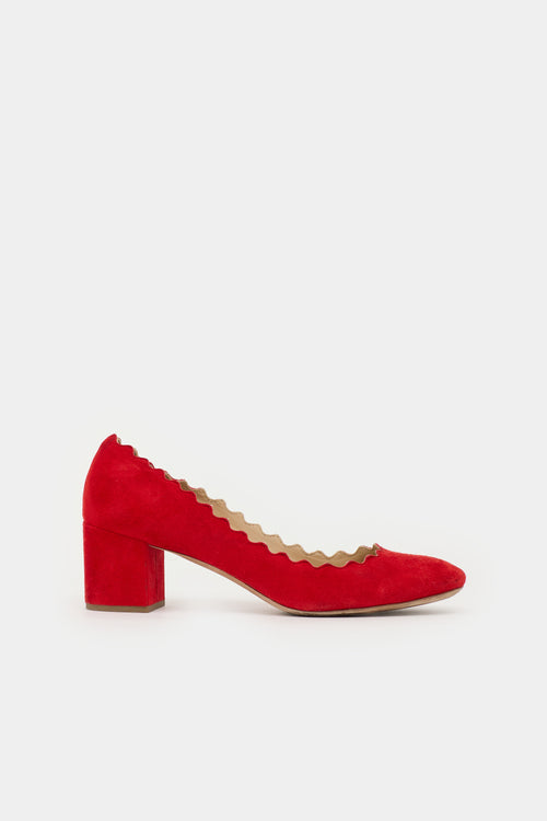 Chloé Suede Scalloped  Pump