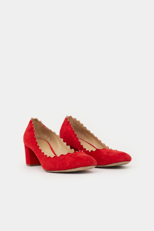 Chloé Suede Scalloped  Pump