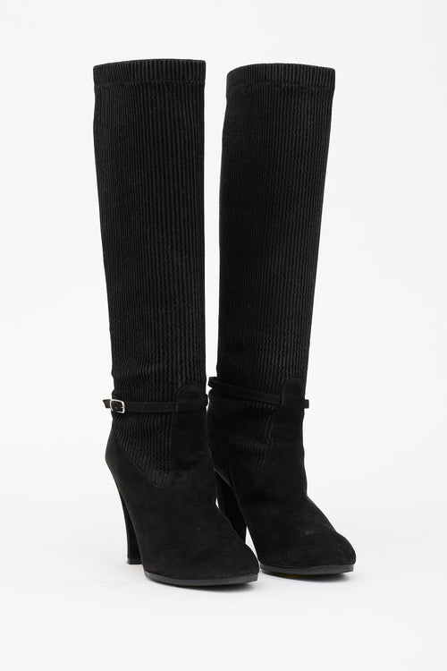 Chloé Suede Ribbed Boot