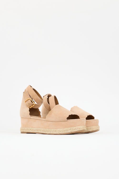 Chloé Suede Scalloped Espadrille Sandal