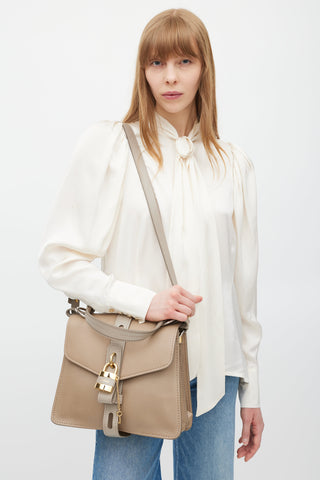 Chloé Grey & Gold Aby Padlock Leather Bag