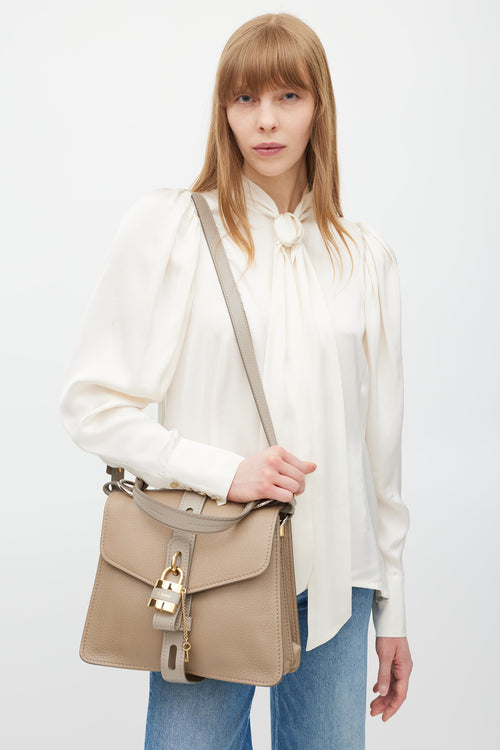 Chloé Grey & Gold Aby Padlock Leather Bag