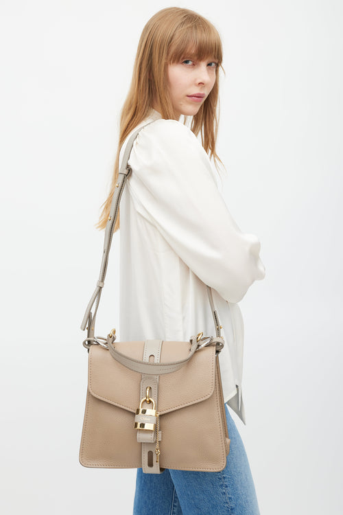 Chloé Grey & Gold Aby Padlock Leather Bag