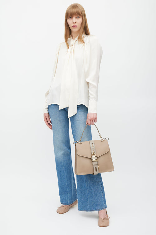 Chloé Grey & Gold Aby Padlock Leather Bag