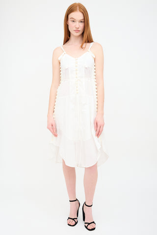 Chloé White Cotton Voile Button Dress
