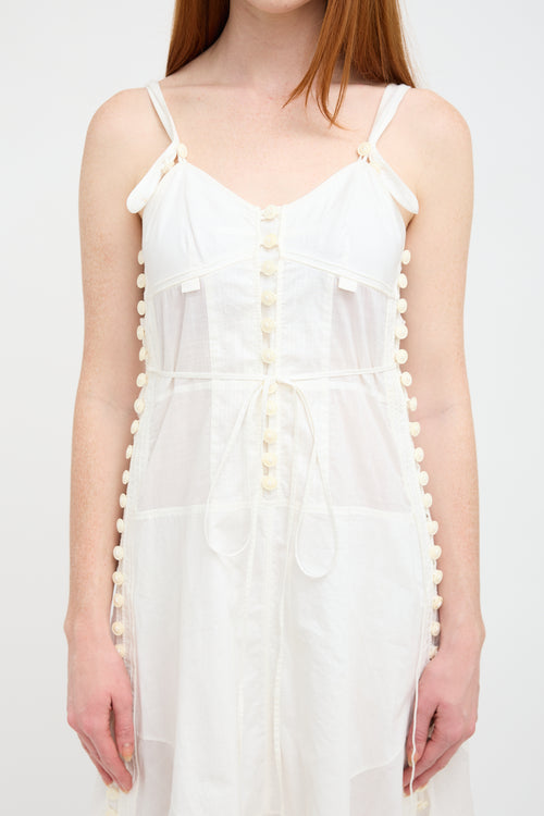 Chloé White Cotton Voile Button Dress