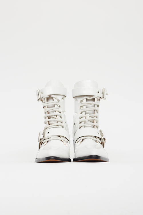 Chloé White Leather Rylee Lace Up Boot