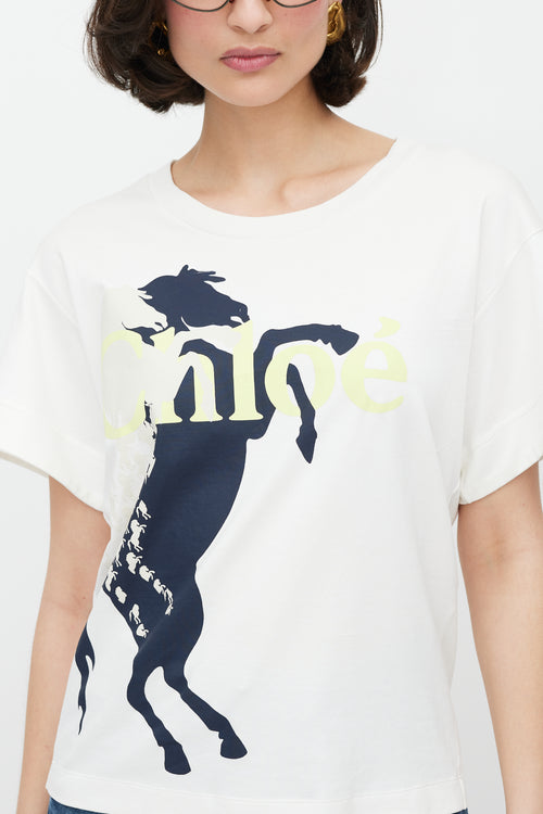 Chloé White & Multicolour Logo Print T-Shirt