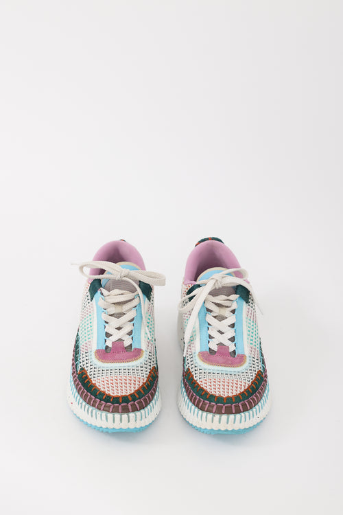 Chloé White & Multicolour Nama Sneaker