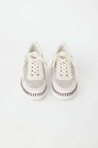 Chloé White & Purple Nama Sneaker