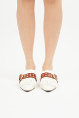 Chloé White & Brown Leather Buckle Ballet Flat