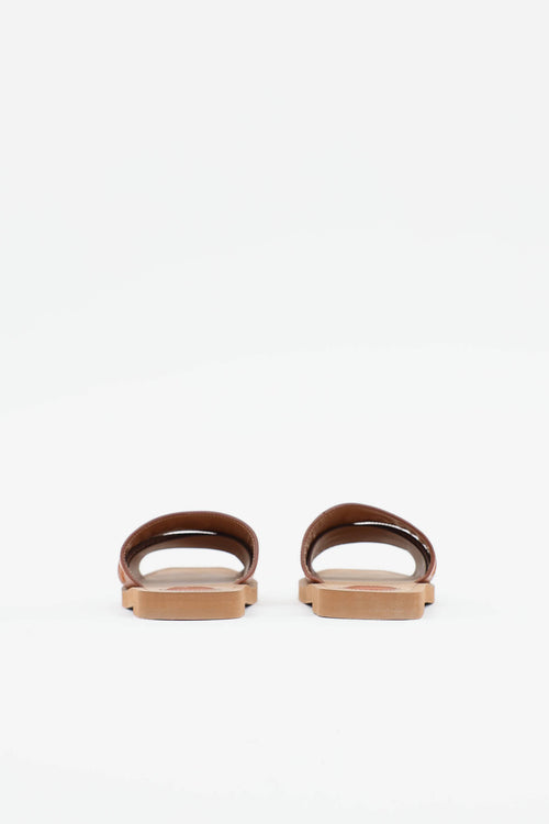 Chloé Woody Leather Logo Slide
