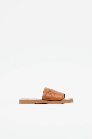 Chloé Woody Leather Logo Slide