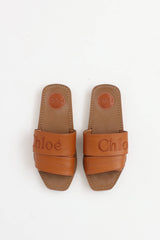 Chloé Woody Leather Logo Slide