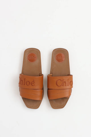Chloé Woody Leather Logo Slide