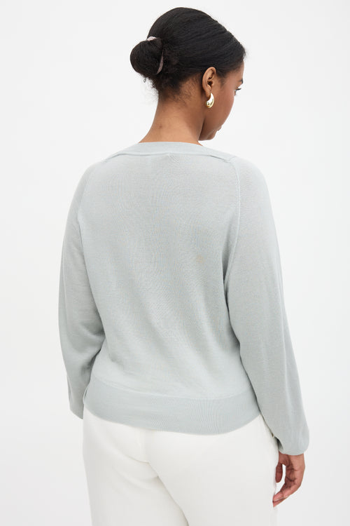 Chloé Wool Lace Trimmed V-Neck Sweater