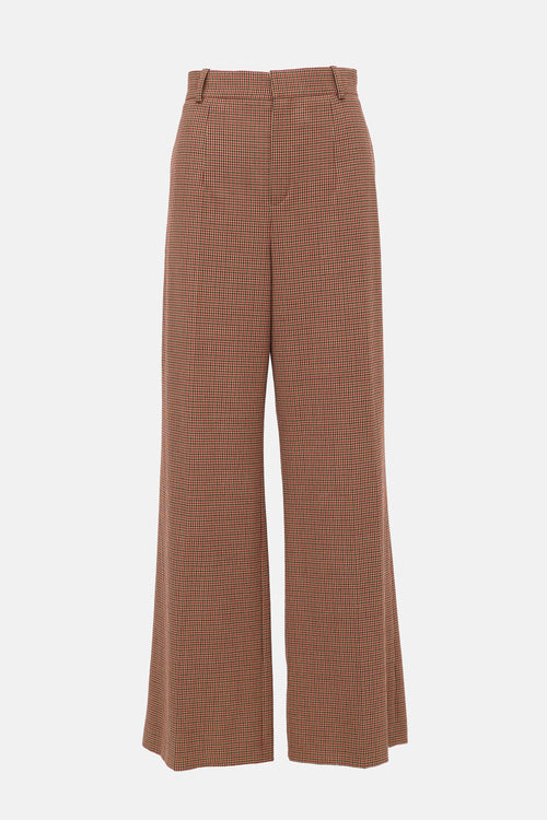 Chloé Wool Check Wide Leg Trouser