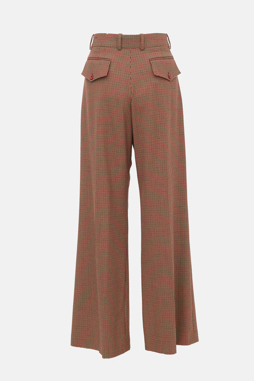 Chloé Wool Check Wide Leg Trouser
