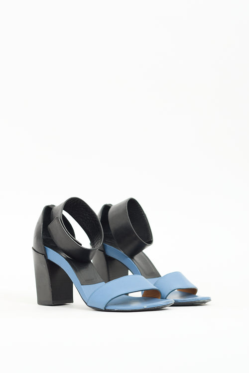 Chloé Blue & Black Leather Gala Sandal