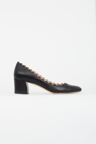Chloé Black Lauren Leather Scallop Heel