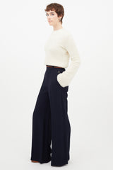 Chloé Navy & Brown Wide Leg Trouser