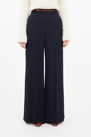 Chloé Navy & Brown Wide Leg Trouser