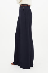 Chloé Navy & Brown Wide Leg Trouser