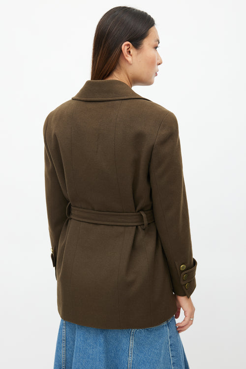 Chanel Fall 1994 Khaki Green Cashmere Belted Jacket