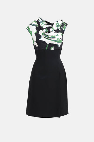 Dior Floral Cowl Neck Midi Dress
