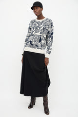 Christian Dior Cream & Navy Cashmere Print Sweater