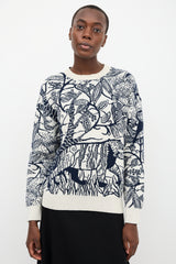 Christian Dior Cream & Navy Cashmere Print Sweater