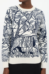 Christian Dior Cream & Navy Cashmere Print Sweater
