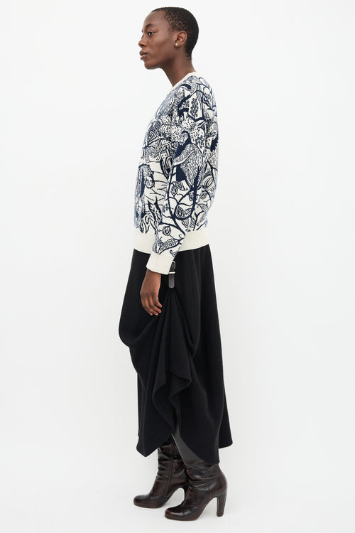 Christian Dior Cream & Navy Cashmere Print Sweater