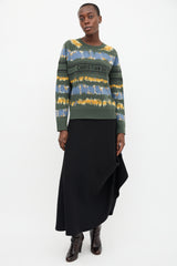 Christian Dior Green & Multi Wool Logo Sweater