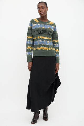 Christian Dior Green & Multi Wool Logo Sweater