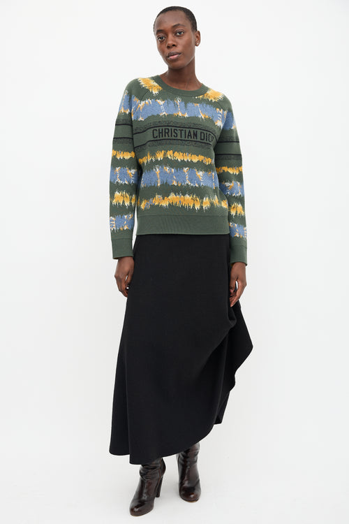 Christian Dior Green & Multi Wool Logo Sweater